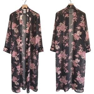 California Dynasty Long Sheer Floral Robe Coverup Size M
